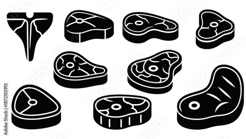 Meat Steaks Icon Set
