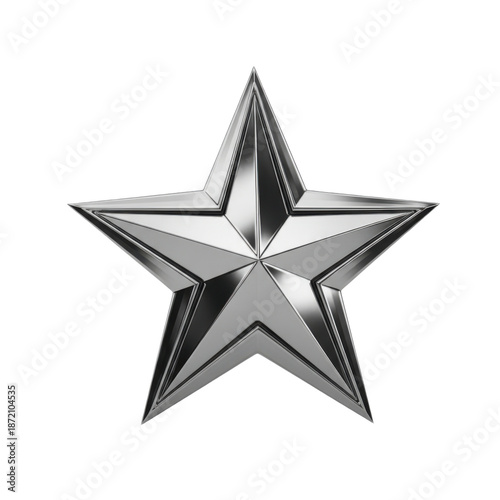3D Metallic Star Shape Icon Isolated isolated on transparent background	