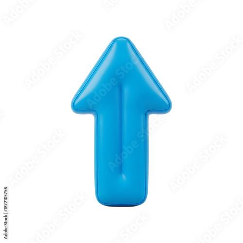 3D Blue Upward Direction Arrow Sign isolated on transparent background	