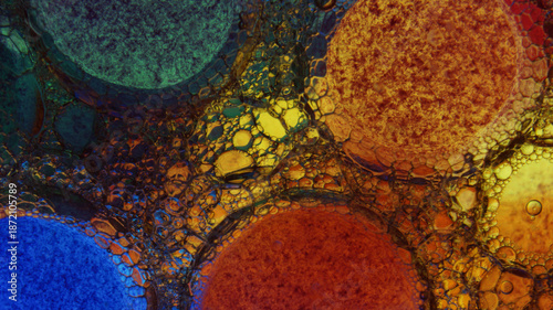 A colorful background with many small drops of water