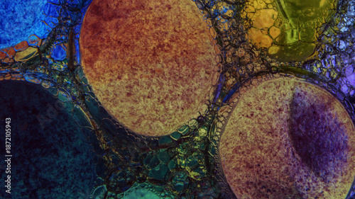 A colorful background with many small drops of water