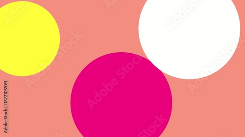 Minimalist abstract background with moving multi-colored circles, bright and playful motion graphics. 4K