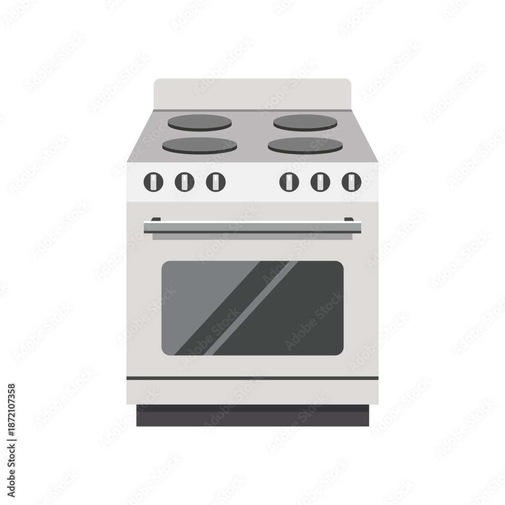 Fototapeta premium Modern kitchen stove oven flat design vector illustration suitable for cooking, baking, home kitchen