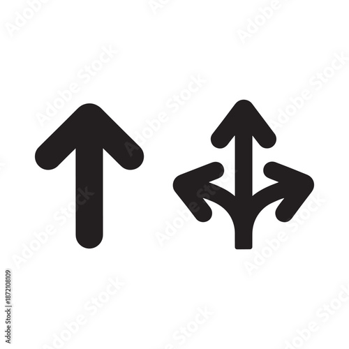 Black upward pointing arrows on white background
