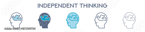 Independent Thinking Element For Design Graphic - Multi Styles. Vector Illustration Of Two Colored And Black. Multiple Icons Designs Can Be Used For Mobile, Ui, Web 