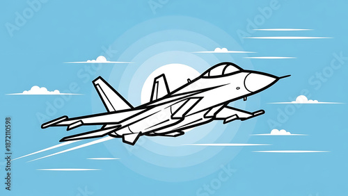 White Fighter Jet Flying in Sky with Clouds