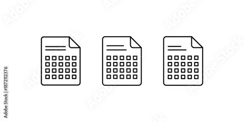 Document with spreadsheet data grid outline icon symbol for accounting finance and business analysis