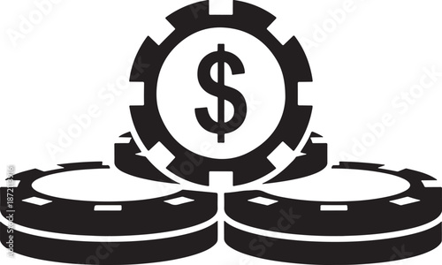 Stack of poker chips with dollar sign Vector