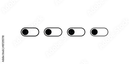 Set of four toggle switches in outline style representing on off settings or options