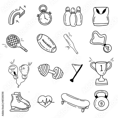 Collection of sketchy sport icons