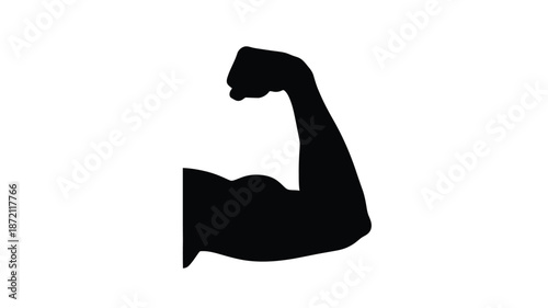 A strong muscular arm flexing a bold black and white silhouette