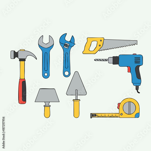 construction tools set carpentry equipment.