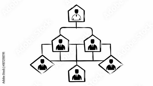 A simple organizational chart illustrating a hierarchical structure with people icons