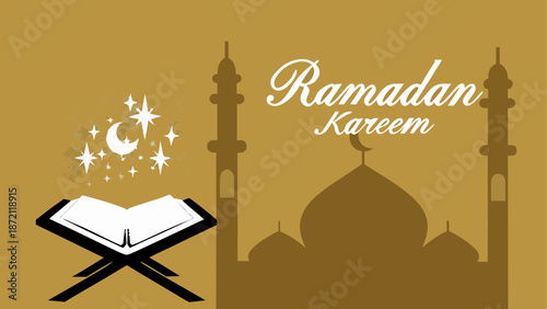 Celebrating ramadan kareem with islamic symbols Vector, illustration