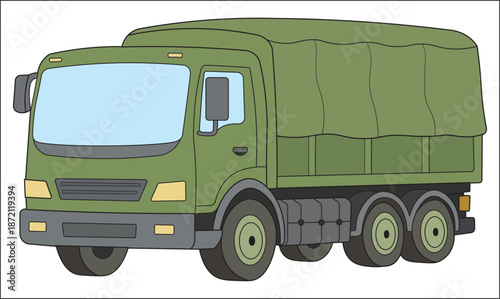 Simple Military Cargo Truck Illustration for Kids