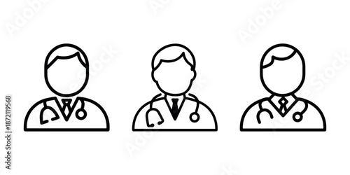 Doctor icon set on white background for healthcare professional and medical staff graphics