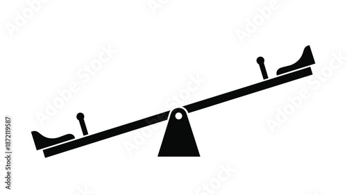 Simple black and white seesaw illustration with a minimalist silhouette
