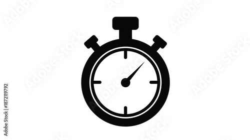 A black stopwatch icon design simple and minimalist a dark silhouette