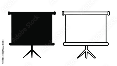 Two presentation screens one dark and one light shown as a silhouette