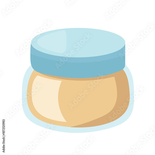 Jar of face cream. Flat vector clipart, illustration with isolated background.