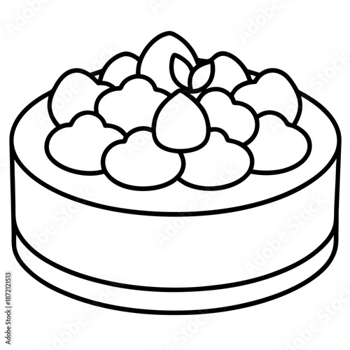 Japanese Cotton Cheesecake line art vector