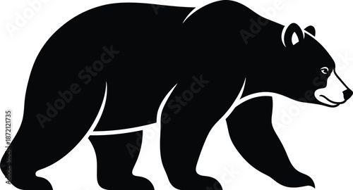 Black bear silhouette, wildlife animal on a natural environment concept