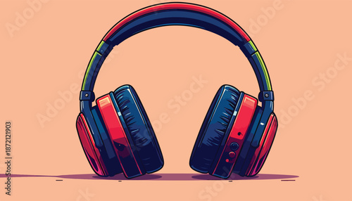 Vibrant Headphones Illustration - A Fusion of Style and Sound.