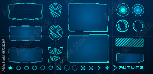 Set Futuristic interface ui elements. vector illustration