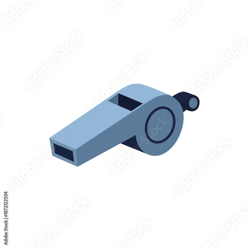 Blue Whistle Isometric Illustration for Sports Referee Coach Signal Icon