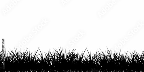 A simple silhouette of grass against a stark white background