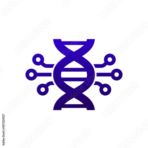 Bioinformatics icon with dna, biotechnology vector design
