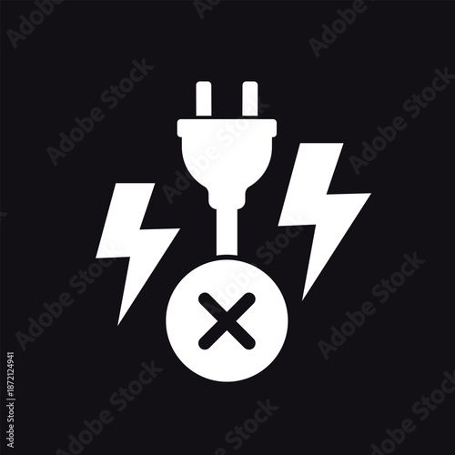 blackout icon with electric plug, no electricity sign
