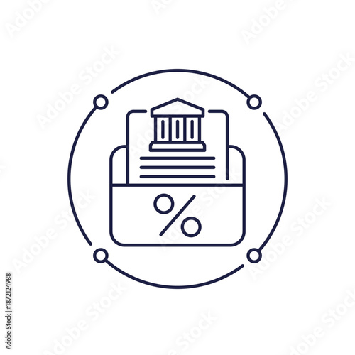 Bank loan icon in line design, money and finance