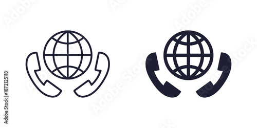 international phone call icon, line and solid design