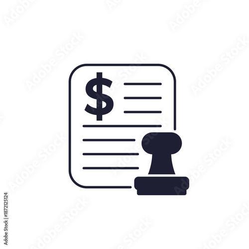Invoice icon, bill and stamp vector