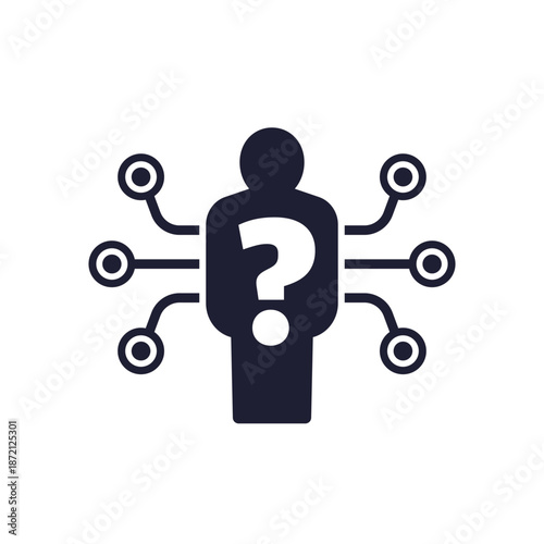 Uncertainty icon with person on white