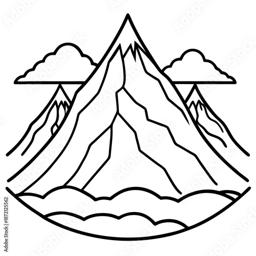 Photos Mount Olympus line art vector