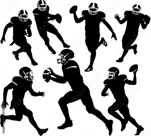 Dynamic American Football Players Action Vector Collection