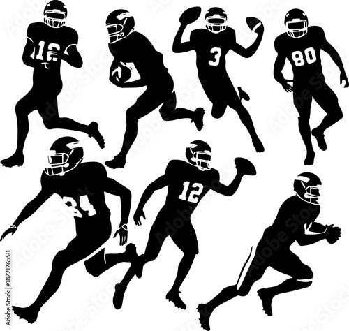 Dynamic American Football Players Action Vector Collection