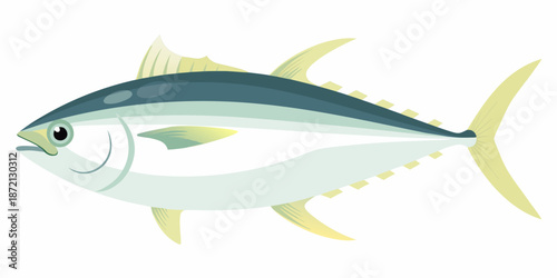 A detailed illustration of a bluefin tuna swimming gracefully in the ocean