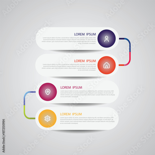 Infographic template with colorful icons and text placeholders