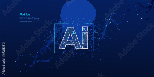 Abstract digital art featuring the letters ai within a glowing square frame