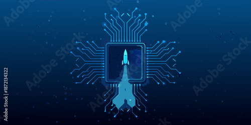 Digital innovation a rocket launch within a circuit board design