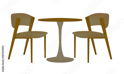 Coffee table and three chairs. vector illustration	