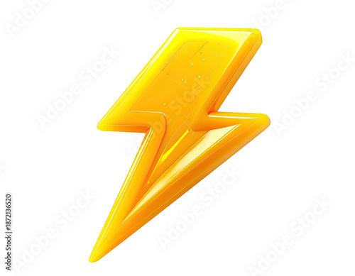 Gleaming, 3D golden lightning bolt, isolated against a pure black background