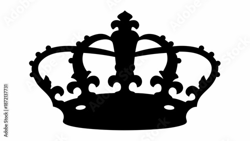 Elegant black crown silhouette on white background royalty