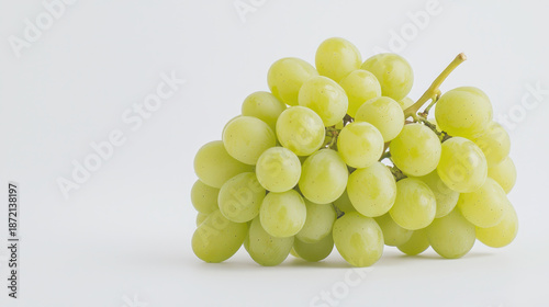 Cluster of green grapes isolated on white background, showcasing their fresh and juicy appearance. Perfect for healthy eating