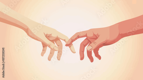 Two Hands Reaching to Touch Connection Illustration