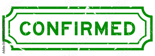 Grunge green confirmed word rubber seal stamp on white background