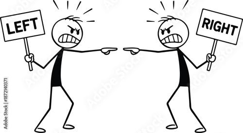 Two Stick Figures Arguing Over Direction.